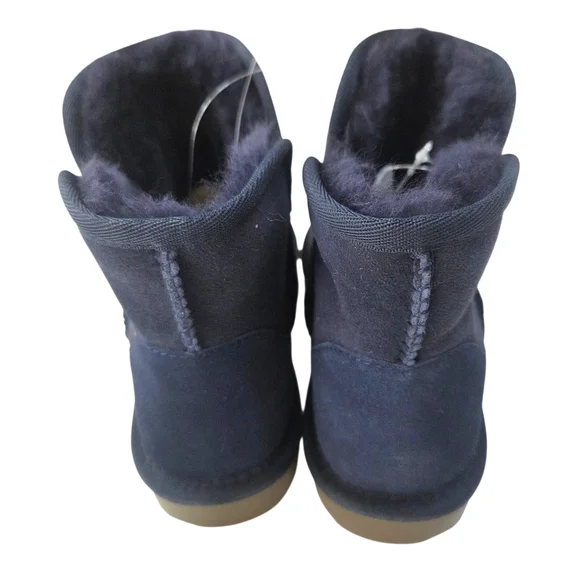 Kirkland Shearling Suede Leather Boots NEW Womens 8 Blue Short Winter Cozy - Picture 7 of 13